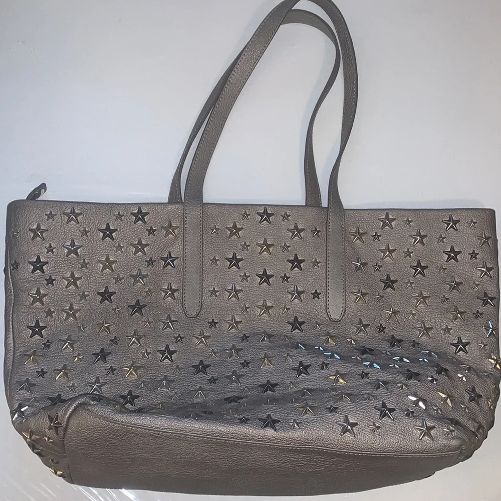 Jimmy Choo tote shoulder bag leather and stars in metal